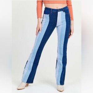 Denim Mix Flare Jeans